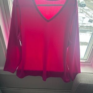 Nine West Pink V-Neck Long Sleeve Top | Soft Stretch | Great Condition